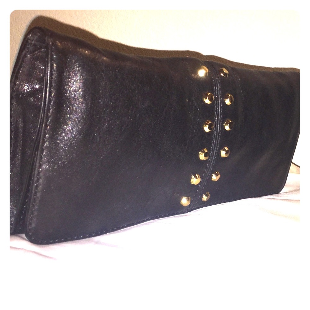 Michael Kors Black Leather Gold Studded Clutch ✨